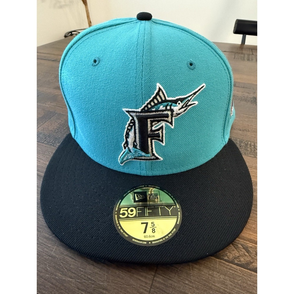 Florida Marlins NEW ERA Teal World Series 1997 Patch Sz 7 5/8 Wool Hat 59FiIfty